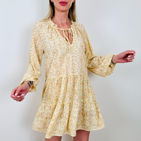 Show Me Your Mumu Birdie Long Sleeve animal snake print Mini Dress - Picture 2 of 15